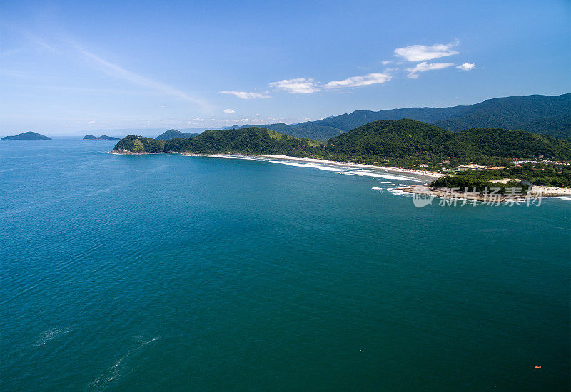 鸟瞰图Barra do Una海滩，圣保罗，巴西